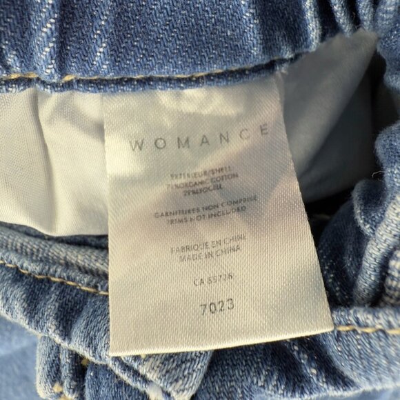 WOMANCE Denimβ Cotton Jeans Elastic waist Belt loop Shorts sz L - Picture 3 of 5